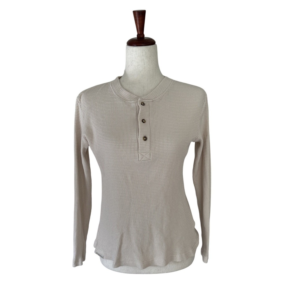 Sendero Provisions Women's‎ Maven Henley Shirt Small Vintage White Waffle Weave